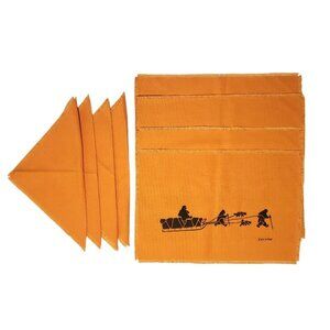 VTG Holman Eskimos Placemats Napkins Dog Sled Hand Silk Screen Victor Ekootak